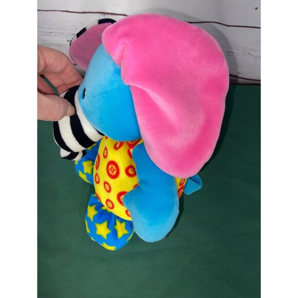 Lamaze Stuffed Plush Elephant Rattle Baby Toy Blue Knot Star Button Yellow Pink - Picture 3 of 6
